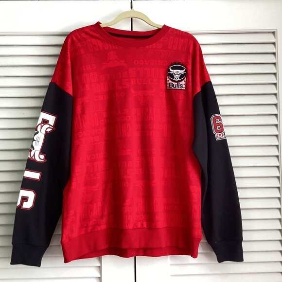 Chicago Bulls NBA Red/Black “Established 1966" Long Sleeve Sweatshirt Mens Size - Picture 8 of 13